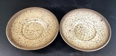 Buy Pair Of Iden Pottery Rye Sussex Saucers Brown And Beige Spotted  • 9.72£