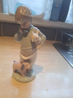 Buy Nao Lladro Daisa Figurine BOY WITH TEDDY DOG AND TELEPHONE. (#1044) • 12.99£