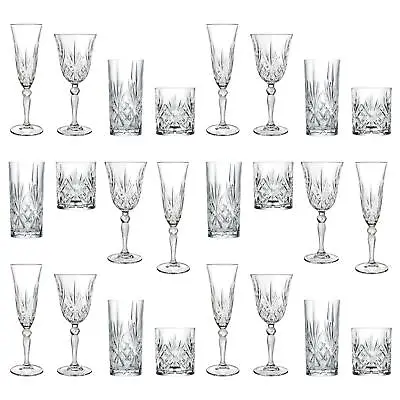 Buy 24pc RCR Crystal Melodia Glassware Set Wine Champagne Whisky Highball Glasses • 64£