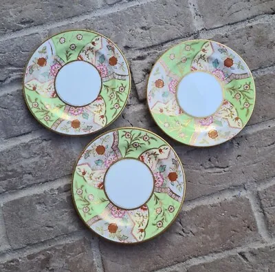 Buy 3 Vintage Cauldon Floral Side Plates | White Porcelain With Turqouise & Gold • 5£