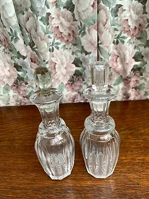Buy Vintage Heavy Lead Crystal Glass Small Decanter Bottle Cruet Set With Stoppers • 30£