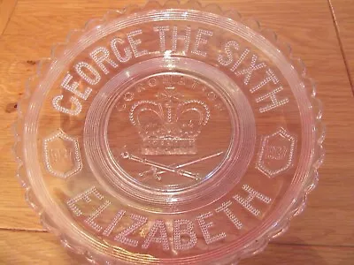 Buy Lovely Vintage Commemorative Glass Dish Plate Coronation King George VI  1937 • 8£