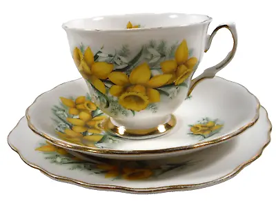 Buy Daffodil Colclough Bone China Made In England 1960's Trio Cup Saucer Plate • 30.32£