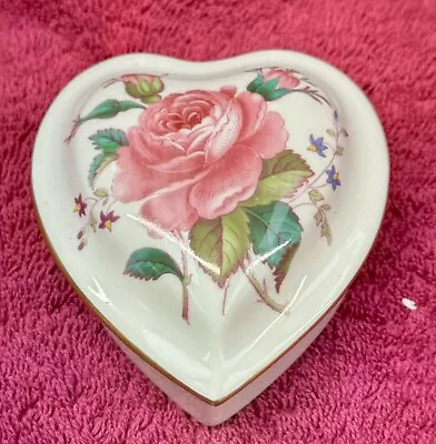 Buy Spode Billingsley Heart Lidded Rose Bone China Trinket • 11.75£