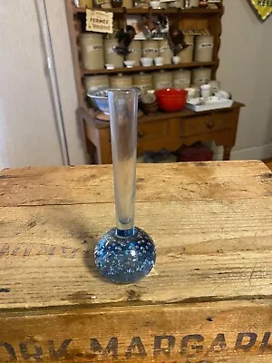 Buy Vintage Slim Glass Bud Vase – Blue Controlled Bubble Base – Whitefriars? – • 7.99£