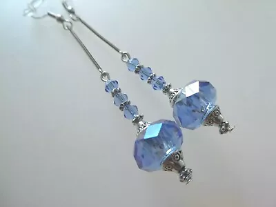 Buy Vintage Art Deco Style Faceted Glass Crystal Long Drop Earrings Jewellery Gift  • 9.39£