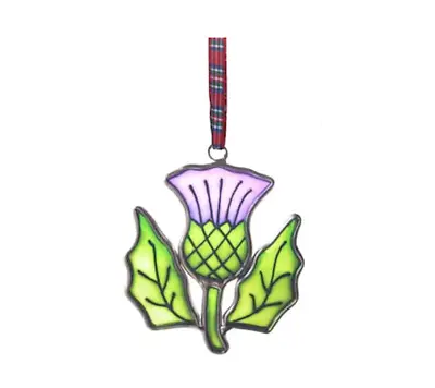 Buy Beautiful Stained Glass Scottish Thistle Flower Hanging Ornament Decoration • 9.50£