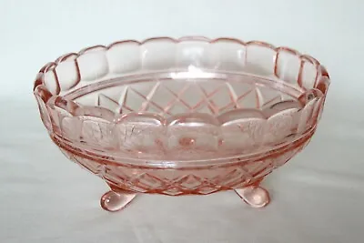 Buy Art Deco Pink Glass Footed Bowl  • 13.99£