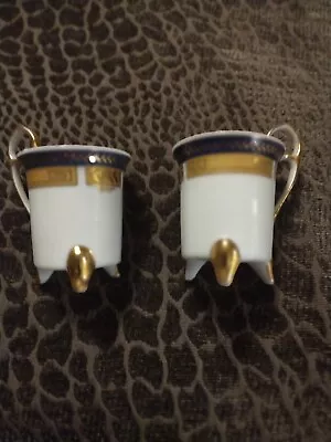 Buy Yau Shing (YS) Laurel Shield Fine Porcelain SET OF 2 DEMITASSE CUPS Blue & Gold • 9.46£