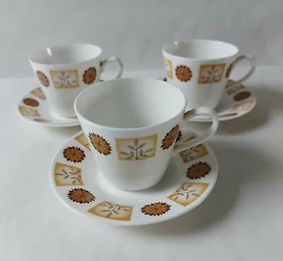 Buy Royal Vale Vintage 1960's 70's Set Of 3 Retro Cup's And Saucers Pattern 8216 VGC • 9.99£