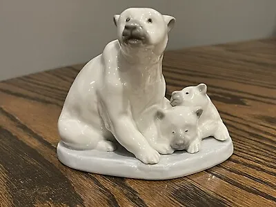 Buy Lladro Mother Polar Bear With Polar Bear Cubs Porcelain Figurine 1986 W/o Box • 47.39£