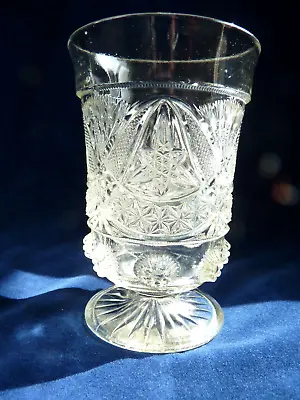 Buy Antique Celery Vase Ornate Pressed Glass Prunts Geometric Motifs Swags Stars  • 37£