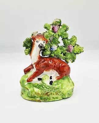 Buy GEORGIAN PEARLWARE POTTERY SEATED STAG FIGURE C1820 • 95£