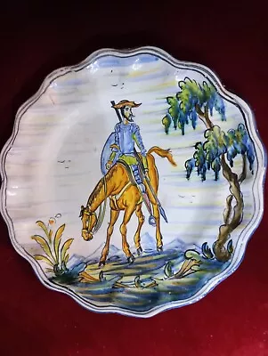 Buy Antique Talavera Maiolica Plate, Spanish Don Quixote/Collection... • 150£