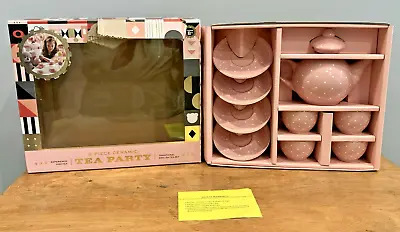 Buy FAO Schwarz 9 Piece Ceramic Traditional English Tea Set Pink Teapot Cups Saucers • 18.44£