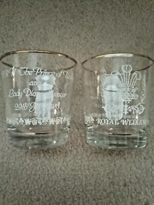 Buy Pair Of Commemorative Glasses Royal Wedding Of Charles & Dianna 29 July 1981 • 6£