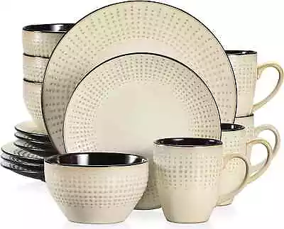 Buy 16Pc Stoneware Dinnerware Set Ceramic Dinner Dessert Plates Cereal Bowl Mugs • 94.95£