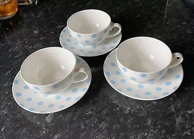 Buy  Three Vintage Laura Ashley Cups And Saucers, White/blue Fine Bone China, VGC • 15£