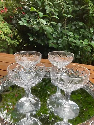 Buy Set Of 3 X Webb Corbett Cut Crystal Glass Champagne Coupes Martini Saucers • 75£