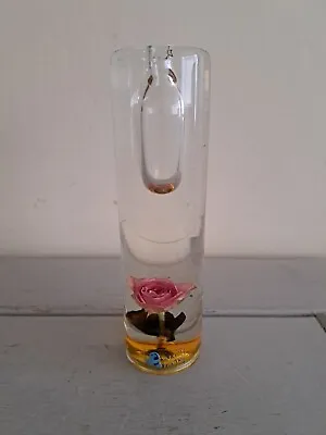Buy Audrey De Stall French Studio Art Glass Bud Vase Handmade With Pink Rose 18x5cm • 10£