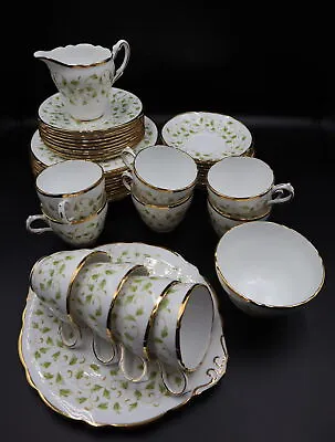 Buy Grosvenor Fine Bone China Green And Gold Ivy Ten Person Tea Set • 225£
