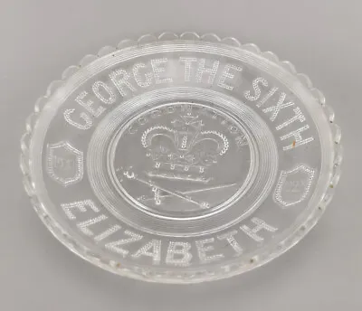 Buy George The Sixth Elizabeth Coronation 1937 Commemorative Vintage Glass Plate • 5.50£