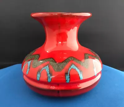 Buy Vintage Italian Red Glaze Pottery Vase With Blue And Green Accents • 24£