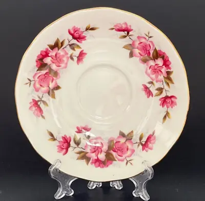 Buy Vtg Queen Anne #A173 Saucer Replacement Pink Floral Gold Trim Discontinued • 4.95£
