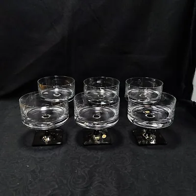 Buy Lot Of 6 MCM Rosenthal Crystal Linear Smoke Square Base W/ Clear Glass • 55.95£