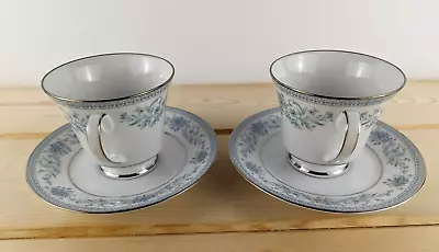Buy Set Of 2 Noritake Blue Hill 2482 Contemporary Fine China Tea Coffee Cups Saucers • 14.46£