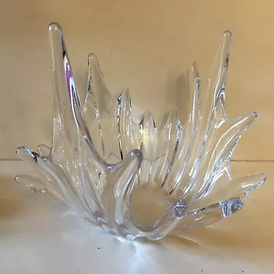 Buy Vintage 1950s? French Art Glass Crystal Bowl Organic Form Handblown • 35£