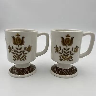 Buy Set Of 2 MCM Dunmore Ironstone 4241 Coffee Mugs Cup Made In Japan Brown & White • 19.28£