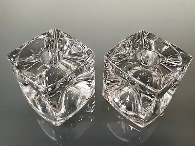 Buy Rudolf Jurnikl Ice Cube Optic Czech Bohemian Glass Candle Holders MCM Sklo Union • 47.37£