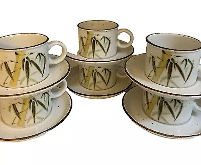 Buy Midwinter Rangoon Stonehenge Bamboo Coffee Tea Mugs With Saucers England Set 6 • 38.36£