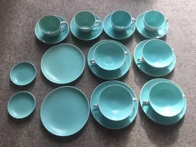 Buy Poole Pottery Twintone Art Deco 20 Piece Afternoon Tea Set Large Soup Cups 1920s • 50£