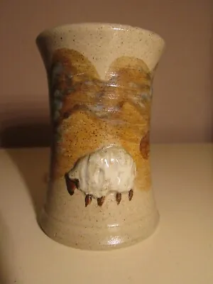 Buy Arran Pottery Handmade Scottish Studio Pottery Vase 3D Sheep W Painted Landscape • 9.99£