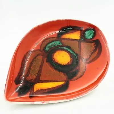 Buy Poole Pottery Delphis Leaf Dish Plate Orange, England 1970s • 49.50£