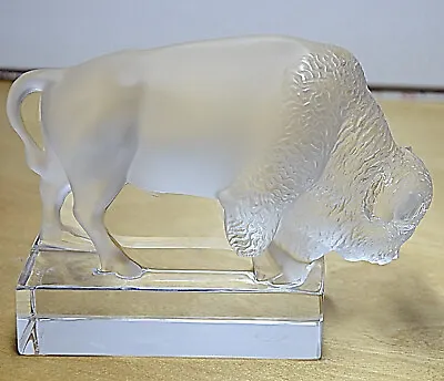 Buy Lalique France - Buffalo Bison Paperweight Figurine - Frosted Crystal Signed • 119.88£