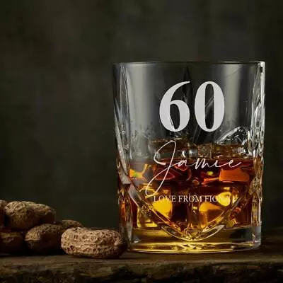 Buy Engraved Personalised 60th Birthday Crystal Cut Whiskey Glass BOH100-8 • 13.99£