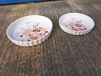 Buy 2 Poole Pottery England Summer Glory Oven To Tableware Ceramic Flan Dishes • 10.49£