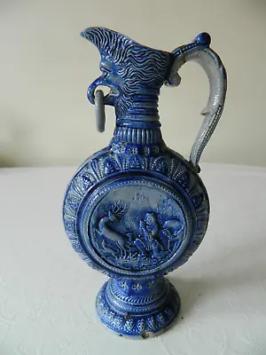 Buy Antique German Westerwald Stoneware Pottery Salt Glaze Jug / Pitcher 2 • 22.99£