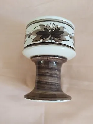 Buy Vintage 1980s Jersey Pottery Pillar Candle Holder - Brown & White Flower/Leaf... • 16.50£