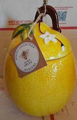 Buy Maxcera Tabletop Collection Ceramic Lemon Cookie Canister Jar W Lid 9” NWT • 28.59£