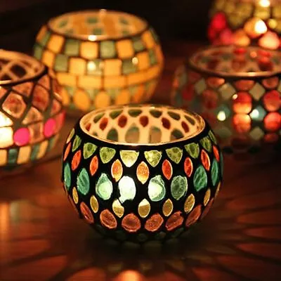 Buy Moroccan Mosaic Glass Votive Candle Holder Tea Light Candelabra Candlestick • 8.29£