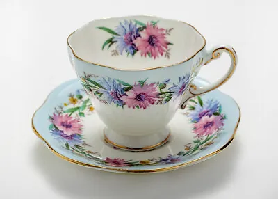 Buy Foley Blue Cornflower Tea Cup & Saucer, Fabulous Condition • 14.15£