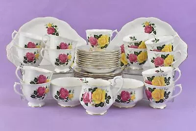 Buy Royal Albert June Delight Bone China White/Pink/Yellow 40 X Piece Tea Set  • 49.99£