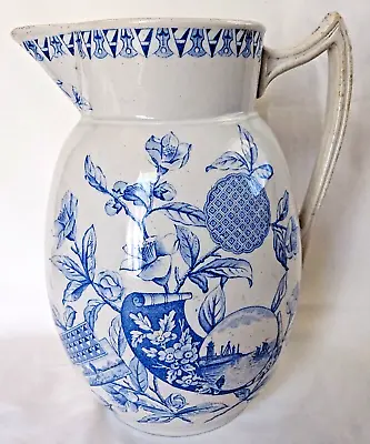 Buy Aesthetic Movement Blue And White Ceramic Large Jug Pitcher • 71.49£