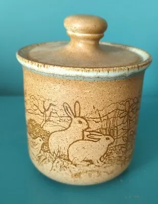 Buy Vintage Dunoon Stoneware Pottery Pot With Lid Rabbits  • 24.99£