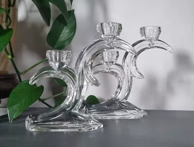 Buy A Pair Of Duiske Irish Cut Glass Crystal Candelabra Dual Candle Stick Holders • 19.99£