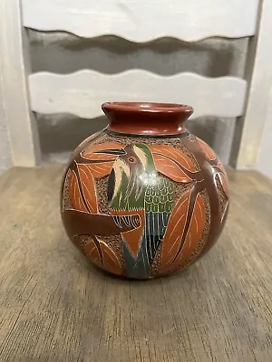 Buy Vintage Roger Calero Green Birds Perched￼ In Tree Vase Carved Vase • 19.26£
